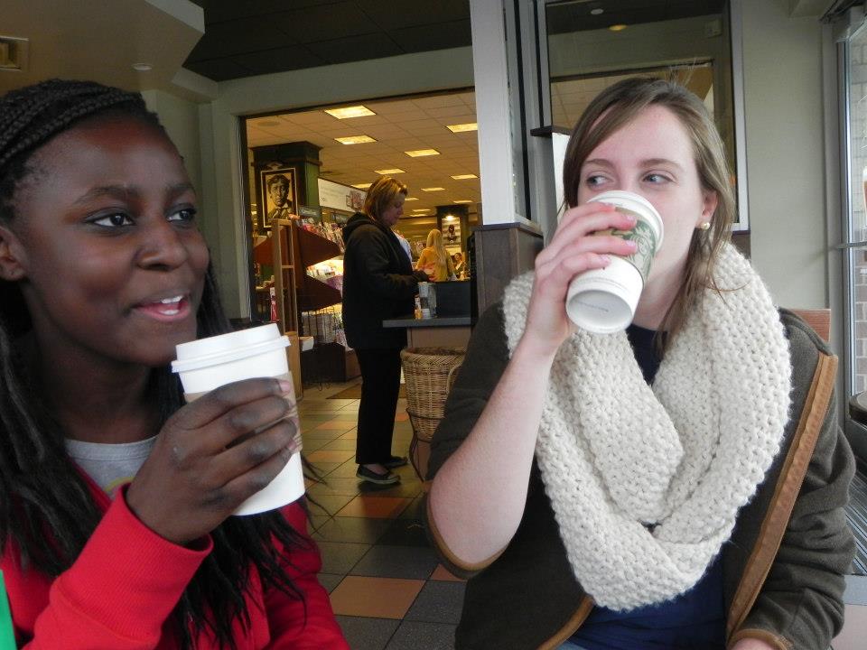 Juniors Isabelle Johnson and Mary Merrill enjoy Starbuck’s newest seasonal drink, the Pumpkin Spice Latte. “Pumpkin Spice becomes our most popular flavor once we get it,” Starbucks barsita Anja Witek said. 