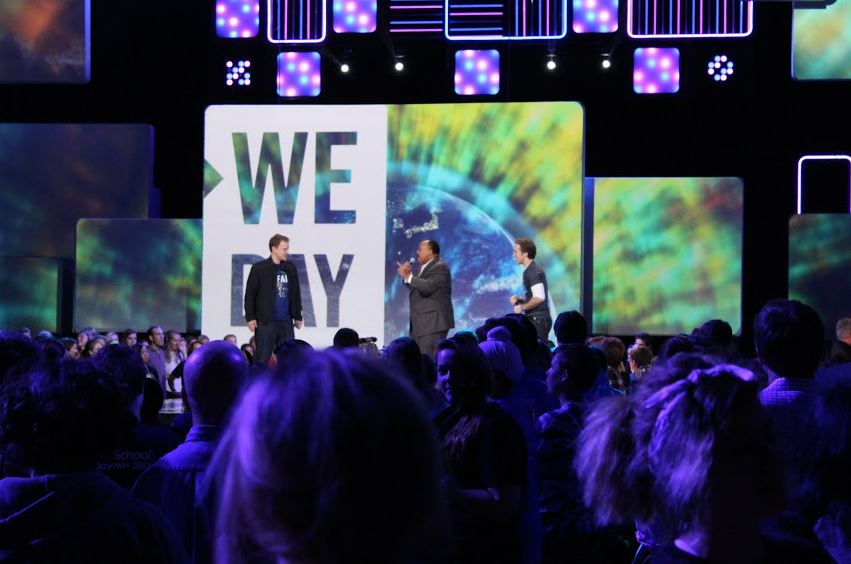 We Day speakers included Martin Luther King III, here in the center next to the co-founders of We Day, Craig and Marc Kielburger.