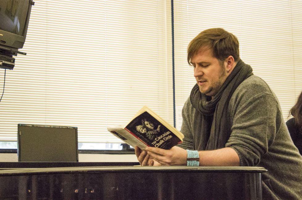 Upper School theater director Eric Severson studies the script of The Caucasian Chalk Circle. “It’s ultimately having fun up there that makes [an actor] stand out in an audition,” Severson said.