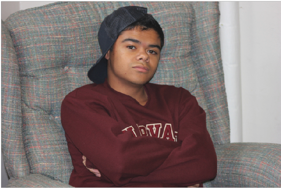 Senior Jared Mosher poses as he prepares to drop a beat. Mosher enjoys splitting off whatever comes to his mind around friends. “I like freestyling around new people and getting their opinions,” Mosher said.