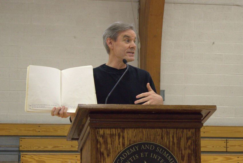 Book Fest keynote speaker John Coy discusses the publication process. My favorite part of writing fiction is hearing from people who connect strongly with the story and characters, he said. 