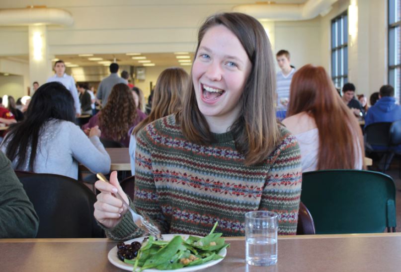 Senior Sela Patterson eats a salad at lunch. Most Thai places have really good [food] because a lot of it is vegetarian, or you can substitute tofu, she said.