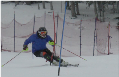 Freshman John Soranno trains at Echo Mountain Park, Colorado. “My favorite thing about skiing is the feeling [going down slopes] in a course and feeling all the things that I have been working on in skiing over the past year come together,” Soranno said.
