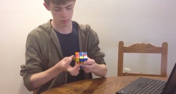 Video: Sophomore Joel Tibbetts solves a Rubiks Cube in a minute