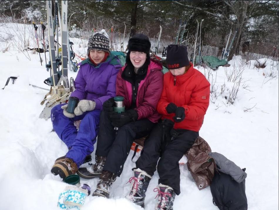 Seniors Philip Swanson, Katherine Jones, Grace Owens-Kurtz take a break from hiking during winter Odyssey 2013. "I was really excited to do an Odyssey as a more experienced member of the group and help newcomers enjoy the experience, but unfortunately that didn’t happen,” Swanson said.