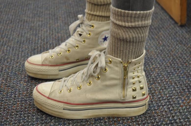 Senior Ellie Klein sports white converse. “I was in New York and I saw a lot of people wearing platform sneakers. White looked good,” she said.