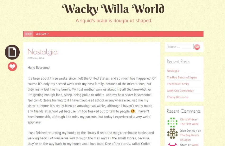 Sophomore Willa Grinsfelder entrenches  herself into the Japanese culture, an experience which she documents on her blog. “Whenever I go out, Im really the only white person on the street--and thats never been the case before, and its weird,” Grinsfelder said.   