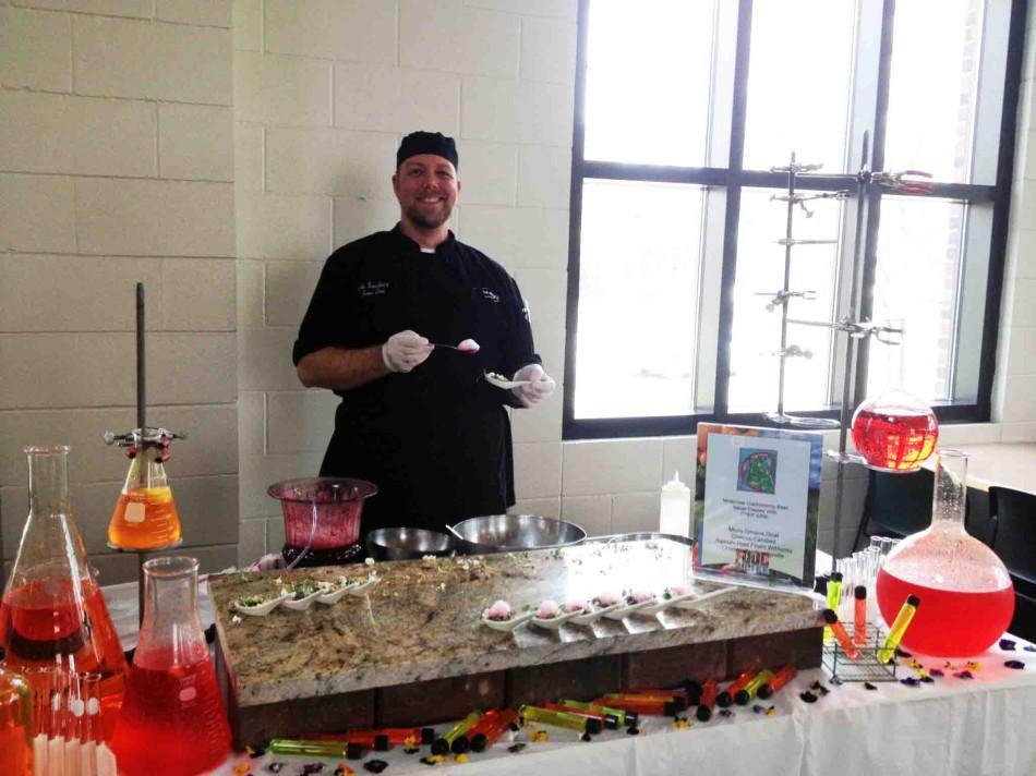 “It’s a micro green salad which is like little baby lettuces and then we have candied walnuts ground up, then we have goat cheese, and champagne honey vinaigrette, with a beet foam on top,” St. Paul Academy and Summit School Sous Chef Erik said.  