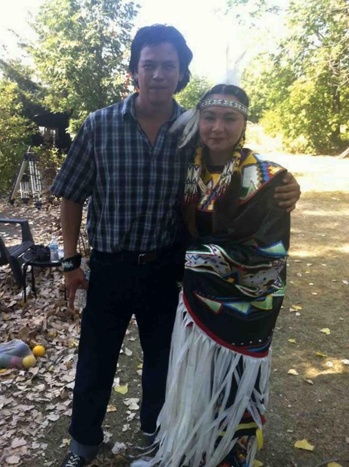 Junior Isabelle LaBlanc poses with actor Chaske Spencer from the Twilight film, who plays the lead in The Jingle Dress.  Being with the cast makes it all worthwhile; its so much fun to be with people that are just as passionate about the craft as you are, LeBlanc said.