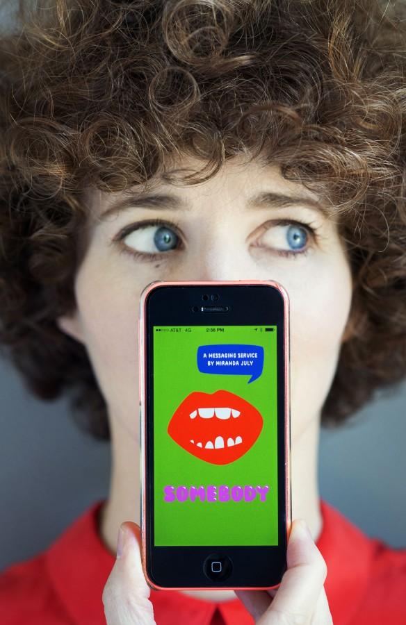 Miranda July displays her app, Somebody. Privacy, the or of it, is evolving, July wrote. 