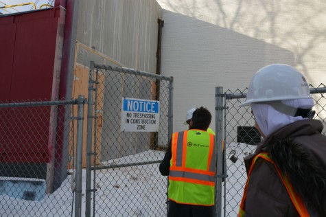 Rubicon staffers start their tour of the Huss Center construction.