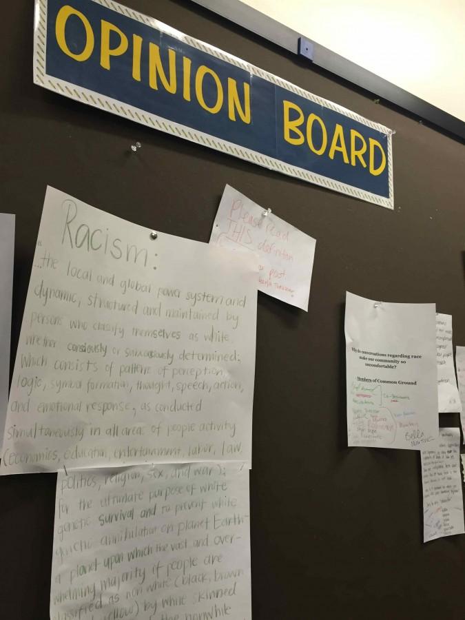 The racism discussion has been removed fully from the board to make room for other conversation, however the original quote post remains - reminding students to practice respect and tolerance during discussions in the future. 