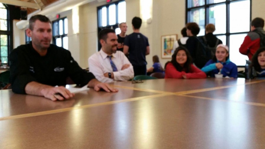 Students enjoy taste-testing new snack options. The vending machine is going to offer “fresh salads, sandwiches, cookies, bars, granola, cheese, and grapes,” chef Simon Barrow said.

 