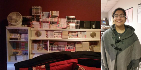 The stack of books on the left, is junior Madeeha Rizvi’s manga collection. Rivzi purchases manga from conventions, such as Anime Detour, and book stores. “Its really exciting stuff,” said Rizvi.