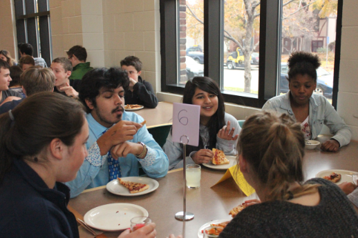 Table 6 offered these students a space to talk with a group they regularly might not sit with.  “It’s fun. I get to learn new things,” freshman Elsa Runquist said.