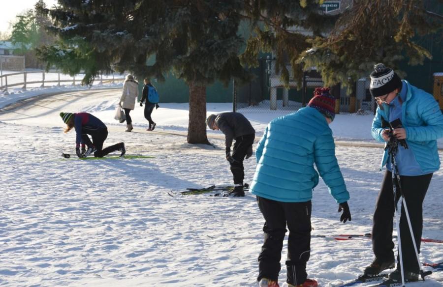 The nordic ski team practices on the St. Paul Academy and Summit School campus on Nov 17. “As a team, we all have personalities that get along with each other...it creates a really great environment,” freshman Val Hart said. The team has a meet on Dec 4 at 3:45 at Elm Creek.