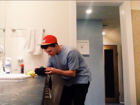 Junior Karsten Ruquist shoots his short movie Separation, which tells the story of two tragically separated rubber fish lovers, and is one of three short film projects he's finished so far this year.