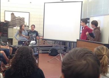 Freshmen Tess Hick, Lauren Datta, Hunter von Tersch Pohrer, and John Gisselquist presented to the freshmen class on May 11.  The speakers were somewhat personal and talked somewhat about their own experiences as well as explaining different genders and sexualities. 