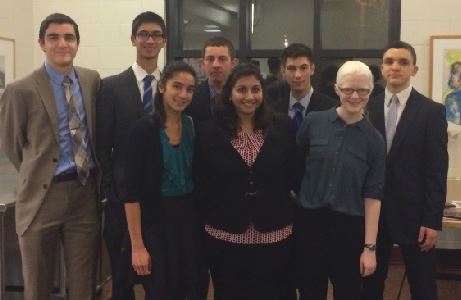 Eight students from the debate team compete, four of whom wrote arguments for the rounds that have brought them to Elite 8 competition for International Public Policy Forum.  The students pictured are seniors Thomas Toghramadjian, Shaan Bijwadia, Afsar Sandozi, and Jordan Hughes,  junior George Stiffman, and sophomores Shefali Bijwadia, Sarah Wheaton, and Raffi Toghramadjian. The four seniors will compete in New York on May 2 . US Debate coach Tom Fones said, “[I am most proud of] their ability to work together to produce written materials that are so coherent which have gotten them to this point. I mean the blending of their research, their writing, and the four of them working as a group has been exceptional.”