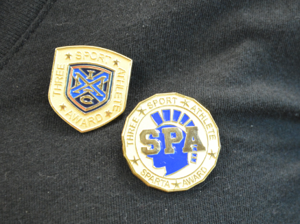 ST. PAUL ACADEMY AND SUMMIT SCHOOL Sparta ATHLETES are awarded a set of pins at a recognition assembly to commemorate their hard work and impressive accomplishment. “It is nice to see that sports are so highly acknowledged at SPA,” freshman Jesper Salverda said.