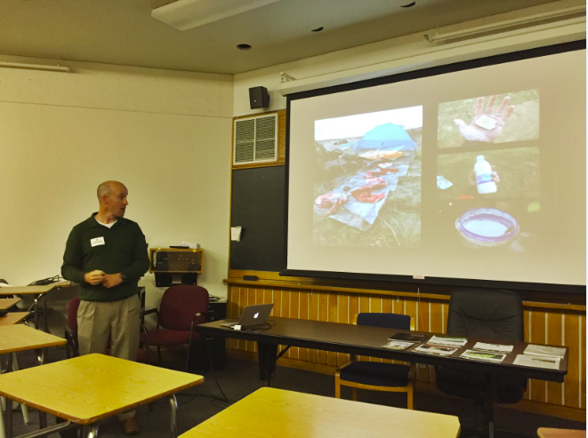 Collins tells students and faculty about his trip in Mongolia.