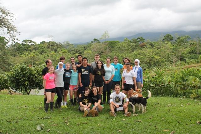 Student researchers traveled to Costa Rica on a trip facilitated by Seeds of Change. (Back row from left to right: Upper School science teacher Ned Heckman, junior John Soranno, Dr. Adrian Pinto, senior Angel Smaller. sophomore Freddy Keillor, J.J. Gisselquist, Upper School science teacher Beth Seibel-Hunt, senior Boraan Abdulkarim. Middle: sophomore Ellie Findell, sophomore Iya Abdulkarim, junior Raegan Small, sophomore Elsa Runquist, junior John Addicks-OToole, sophomore Maya Shrestha, Sammy Bluhm, senior Emily Olson. Front: senior Alena Porter, senior Taylor RIents, junior Sam Petronio