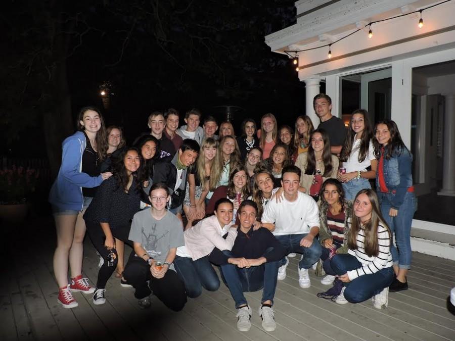 SPANISH EXCHANGE participants pose for a photo at a group gathering. “I hope to give my exchange student a good time here, make him feel comfortable, and let him have a taste of American culture,” sophomore Erik Quillopa said. 