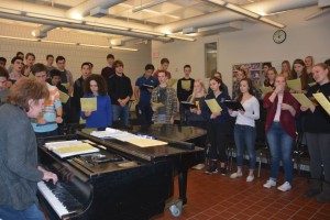 THE ACADEMY CHORALE rehearses in preparation for the Dec. 4-5 Pops Concert. [The Huss Center] is a huge beautiful hall with incredible acoustics,” director of SPA choral activities Anne Klus said. 