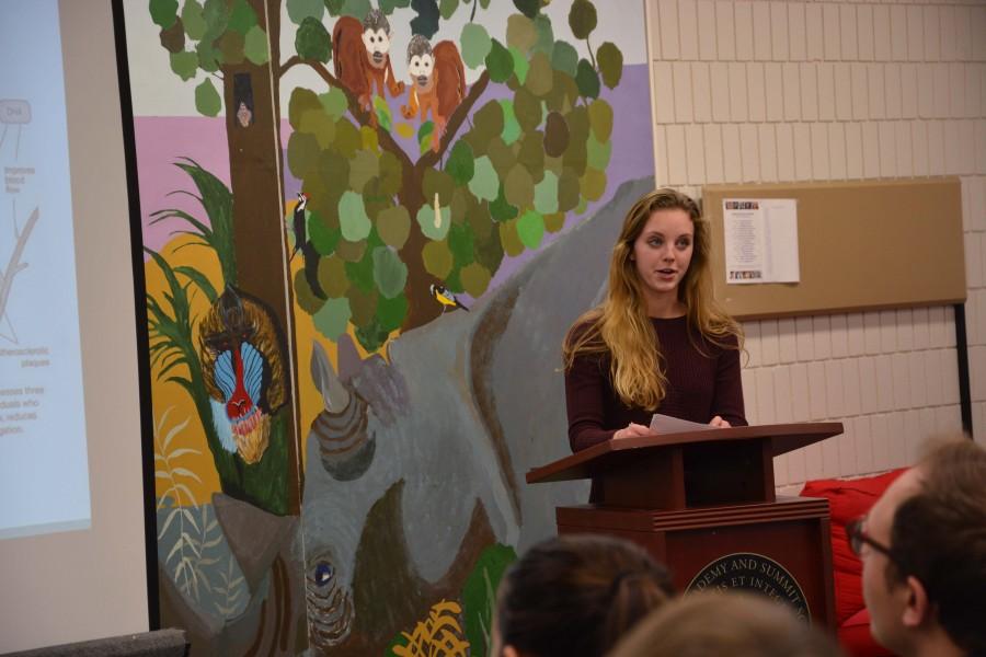Senior Claire Ristau presented on her research in the effects of omega-3 fatty acid on brain function in American cockroaches. "You’re going to also have a lot of setbacks, but if you keep going, it’ll get better,” Ristau said.