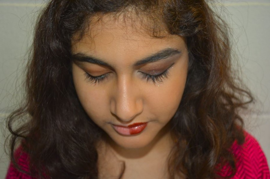 Junior Heba Sandozi models for a #powerofmakeup picture, where half of her face has makeup and the other half is completely bare. “There’s this strange, but really cool phenomenon where wearing makeup can make you feel more confident,” Sandozi said.
