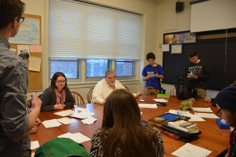 Students gathered on Tuesday to attend an informational meeting on SPAs new speech team, help by Director of Debate Tom Fones and Assistant Director Heather Fairbanks. Speaking is one of the most important skills that you can have to apply to anything later on in life: jobs, college, just basic interactions with other people, Fairbanks said. 