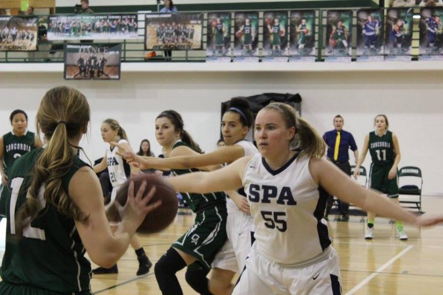 The St. Paul Academy and Summit School Girls Varsity Basketball team lost 17-56 against Concordia Academy at Concordia Academy on Mar. 3.