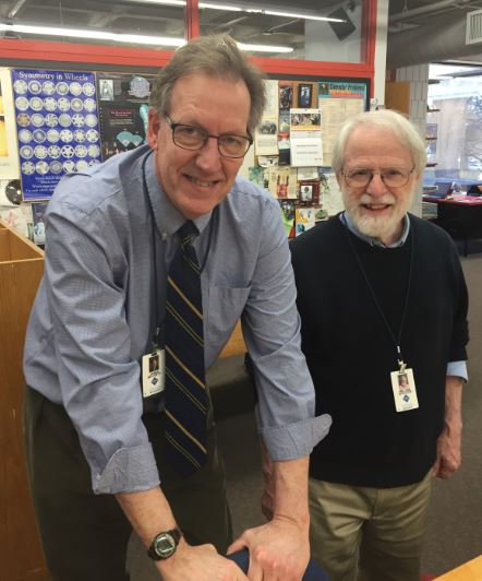 Upper School math teachers Jim McVeety (left) and Bill Boulger (right) have been in a book club together for a number of years