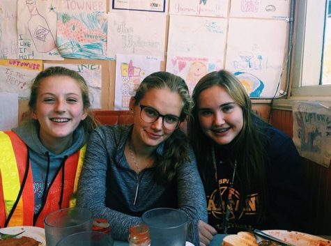 Sophomores Elizabeth Nowakowski, Kaia Larsen, and Kenzie Kaspricowicz-Giese get together after the Bike Classic.