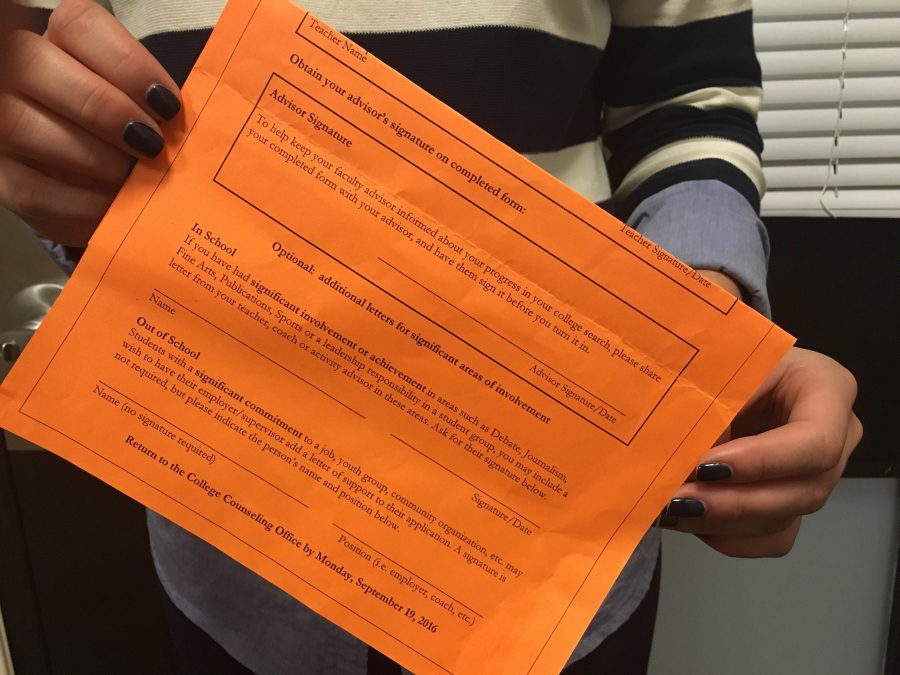 Student can get their orange reacher recommendation forms from their college counselor. 