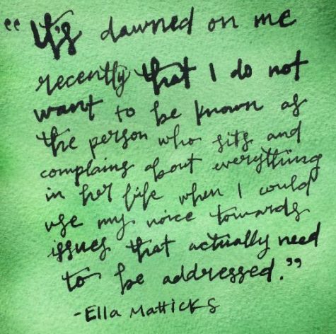"It's dawned on me recently that I do not want to be known as the person who sits and complains about everything in her life when I could use my voice towards issues that actually need to be addressed," senior Ella Matticks said during her speech on Sept. 30.