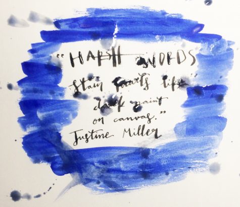 "Harshwords stain hearts like dark paint on canvas," senior Justine Miller said during her speech on Oct. 7.