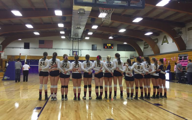 The Girls Varsity volleyball team hosted Academy of Holy Angels for their Dig Pink game on Oct. 17. Its an amazing event because volleyball teams all over the country do [Dig Pink], and we are able to raise a ton of money and support a great cause, senior volleyball captain Emily Dieperink said. 