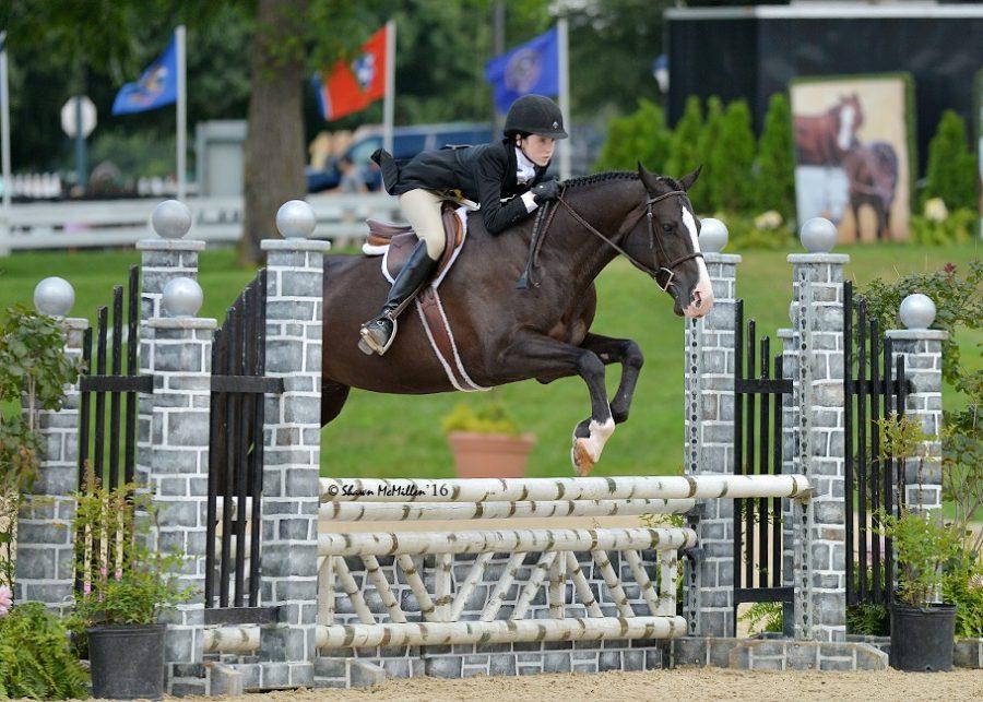 Ninth grader Amelia Batson competes in an over fences round at a horse show in Kentucky. 