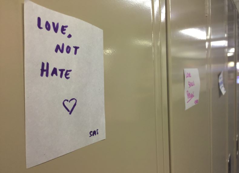 Seniors Sammie Bluhm, Maya Edstrom, Mackenzie Kuller, Ella Matticks, and Maria Perkkio set out to spread positivity on a day when many St. Paul Academy and Summit School students were feeling hurt post election.  "We just thought that posting those small notes would allow us to try to bring hope into our community regardless of people's political affiliation," Matticks said.