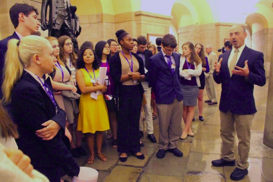 The 2016 Free Spirit Scholars gather around a tour guide at the White House. “I’m now more aware of what’s out there, so I’m definitely going to take advantage of all the ways I can consume news and read it and watch it,” Michigan Free Spirit Scholar Erykah Benson said. 
