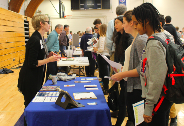 Organizations with interests ranging local to international tabled in Briggs Gymnasium on Nov. 30 for the first ever Service Fair.  “The hope of the service fair is to combat against the idea that service is just for sophomores, and to help engage students in all grades in service,’’ Community Action and Service advisor Mollie Ward said.