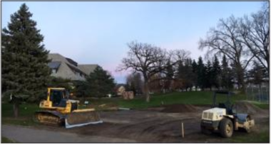 Construction begins on the new portable classrooms by athletic fields.