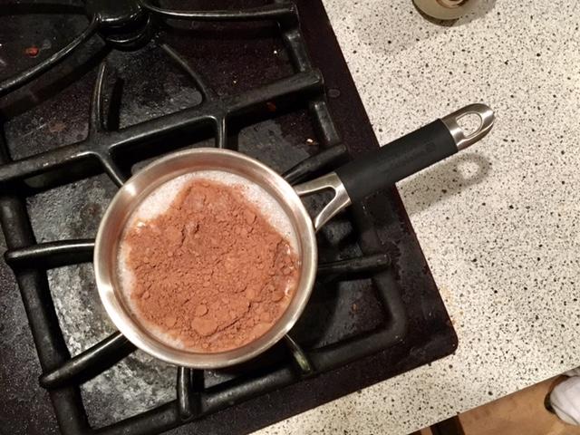 Stir the spices into the soy milk and heat to a simmer in a saucepan over medium-high heat, stirring so the spices blend into the milk.