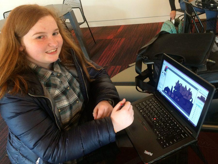 Sophomore Nora Turner animates her drawings on her computer. “I haven’t had any official art classes except for one drawing class last semester. To practice, I draw all time in my notebooks, sketchbooks, and on the computer,” Turner said.