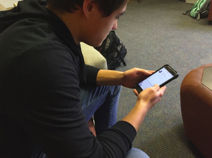 Senior Matt Suzuki messages his French exchange student on Facebook. "I have talked to my exchange student in a Facebook group chat," Suzuki said.