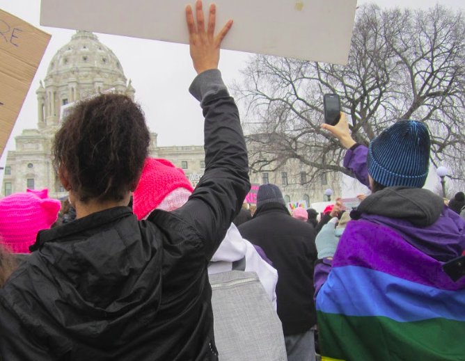 Members of HerSpace, a female identifying affinity group at SPA, marched in Saint Paul on Jan. 21. Senior Meley Akpa, who attended the march with friends, described the emotions of the event as being high, as “everyone in the crowd seemed to be really excited to be there.”