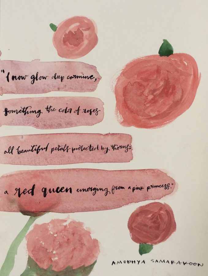 "I now glow deep carmine
something the color of roses
all beautiful petals protected by thorns:
a red queen emerging from a pink princess," senior Amodhya Samarakoon said during her speech on Feb. 2.