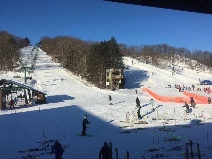 The view of some of the main hills at Wild Mountain from the chalet. 