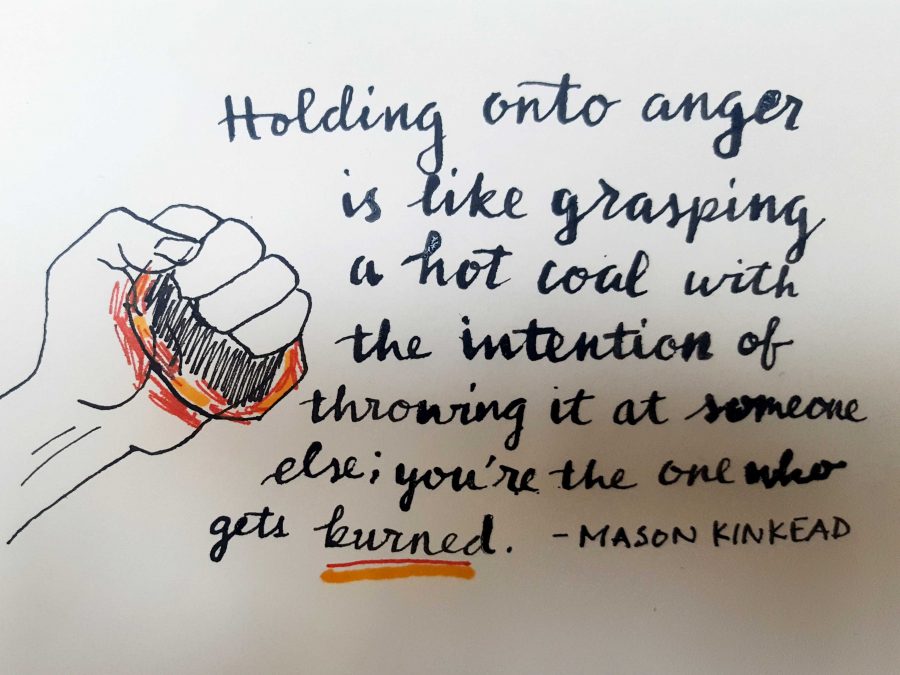 Holding onto anger is like grasping a hot coal with the intention of throwing it at someone else - youre the one that gets burned, senior Mason Kinkead said during his senior speech.